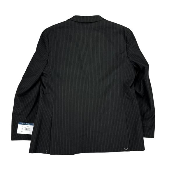 Nautica Mens 2-Piece Modern Fit Active Stretch Pinstripe Suit Black 44R 38W - Picture 6 of 13